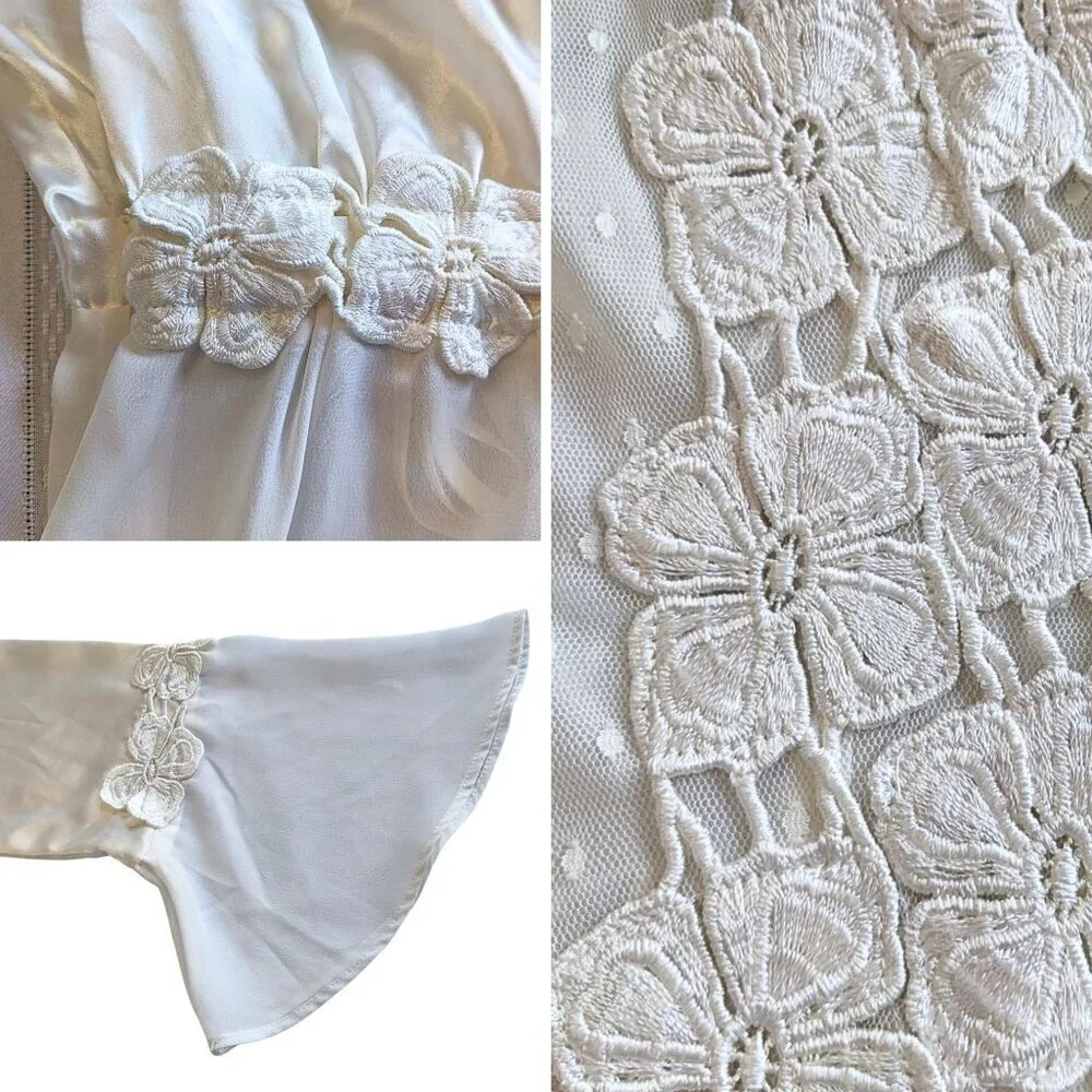 BHLDN FLORA NIKROOZ Ivory Showstopper Charmeuse Long Gown & Robe Bridal Set Sz L - Picture 8 of 10